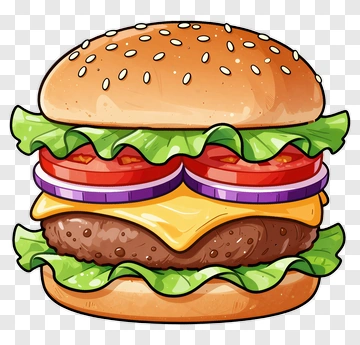 Delicious Cartoon Hamburger PNG