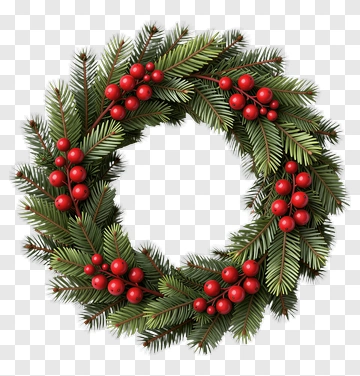 Christmas Wreath With Pine And Berries PNG