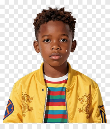 Child In Yellow Jacket With Dragon Design PNG