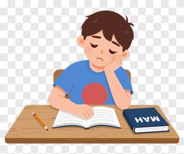 Boy Studying At Desk PNG