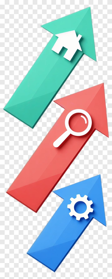 Three Arrows Representing Growth And Progress PNG
