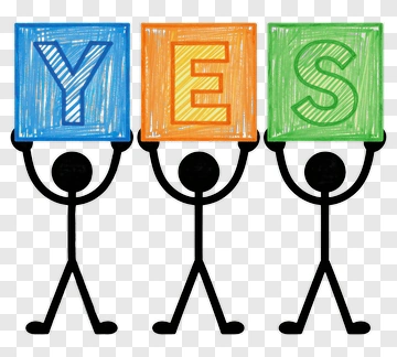 Stick Figures Holding YES Sign PNG