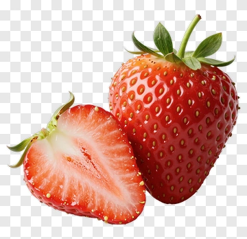 Fresh Strawberry With Halved Slice PNG