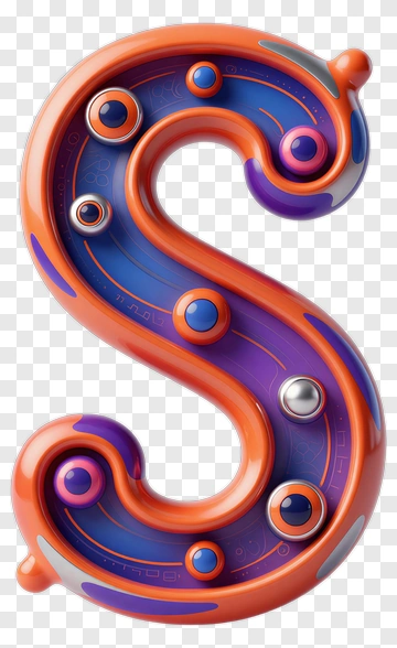 3D Letter S With Orange And Blue Accents PNG