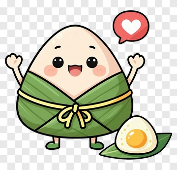 Happy Zongzi Character With Egg PNG