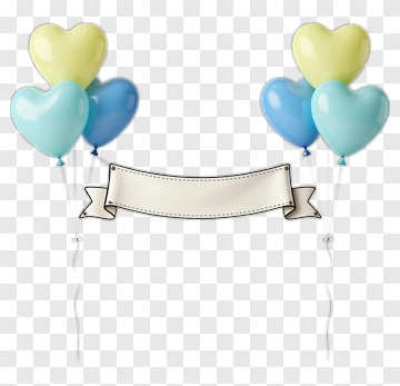 Heart Balloons With Banner PNG