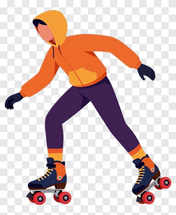 Orange Hoodie Roller Skater PNG