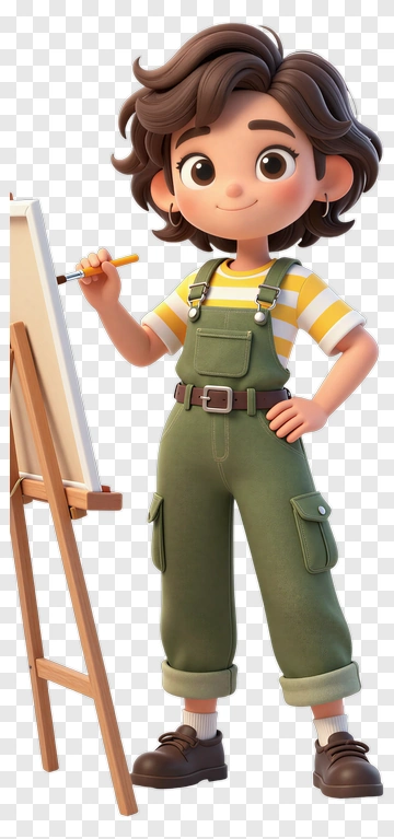 Young Artist Painting With Joy PNG