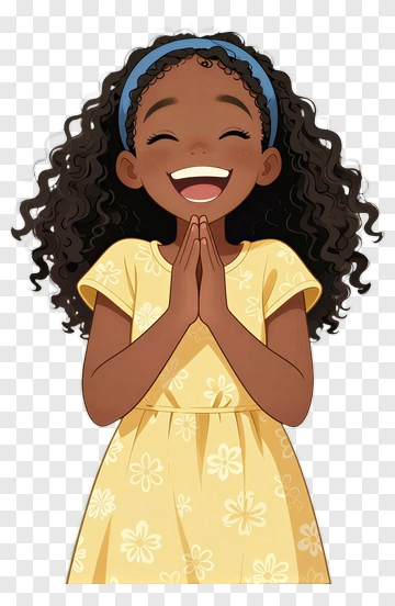 Happy Girl With Curly Hair PNG