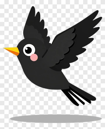 Cartoon Black Bird Flying PNG