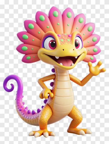 Happy Cartoon Dragon With Pink Spike PNG