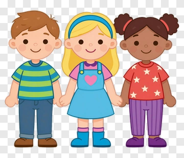 Three Happy Friends Holding Hands PNG