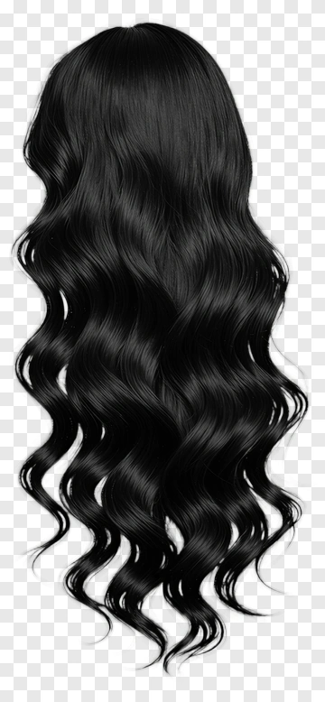 Long Wavy Black Hair PNG