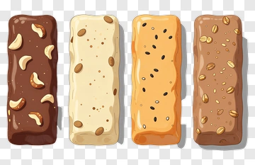 Four Types Of Nut And Seed Bars PNG