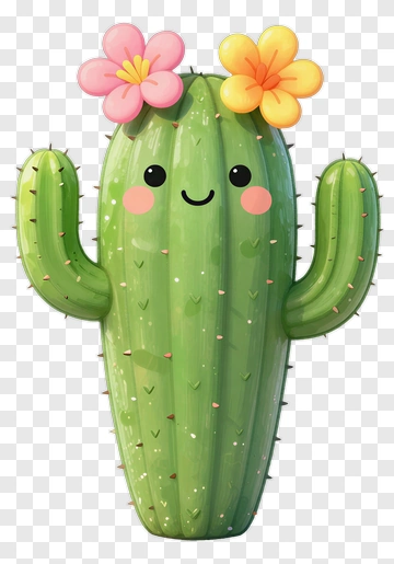 Cactus With Pink And Yellow Flowers PNG