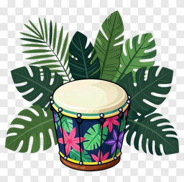 Tropical Drum With Leaf Pattern PNG