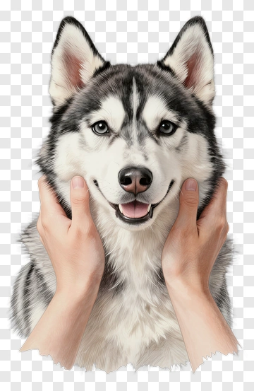 Husky Dog Being Gently Held By Hands PNG