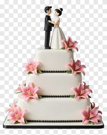 Wedding Cake With Bride And Groom PNG