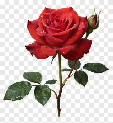 Red Rose With Dewdrops PNG