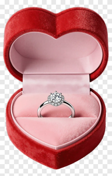 Heart-shaped Box With Diamond Ring PNG