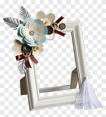 Decorative Frame With Paper Flowers And Steampunk Details PNG