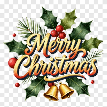 Merry Christmas Festive Typography Design PNG