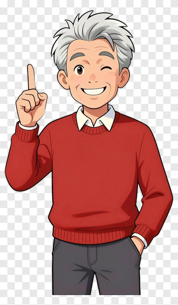 Elderly Man Winking And Pointing PNG