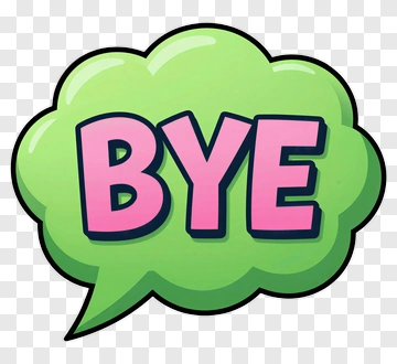 Green Speech Bubble With Pink BYE Text PNG