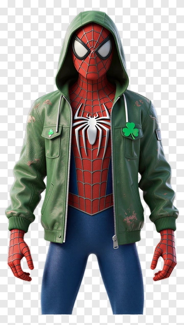 Spider-Man In Green Hoodie PNG
