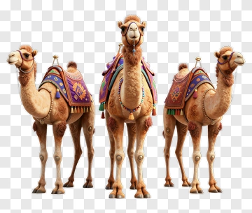 Three Decorated Camels PNG