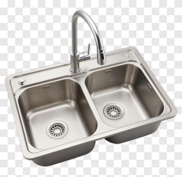 Stainless Steel Double Basin Kitchen Sink PNG