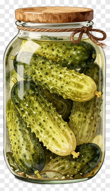 Pickled Cucumber In Glass Jar PNG