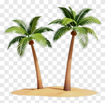 Two Palm Trees On Sandy Island PNG