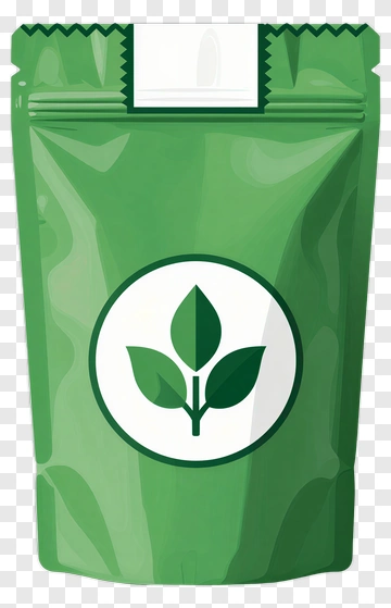 Green Tea Bag With Leaf Logo PNG