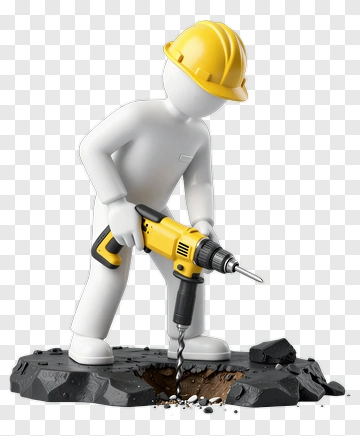 Construction Worker Using Drill PNG