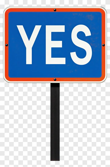 Blue Sign With Yes In White Letters PNG