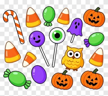 Halloween Candy And Pumpkin Icons PNG