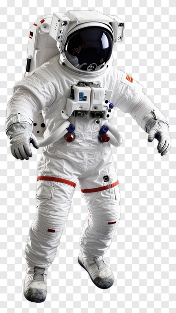 Astronaut In White Spacesuit With Red Accents PNG