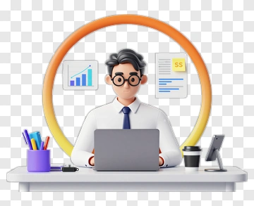Businessman Working At Desk With Laptop PNG