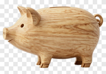 Wooden Piggy Bank For Savings PNG