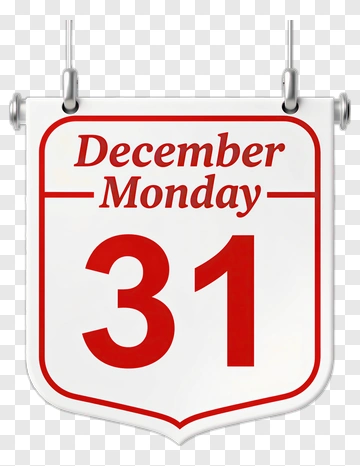 December 31st Calendar Sign PNG
