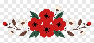 Red And White Floral Design PNG