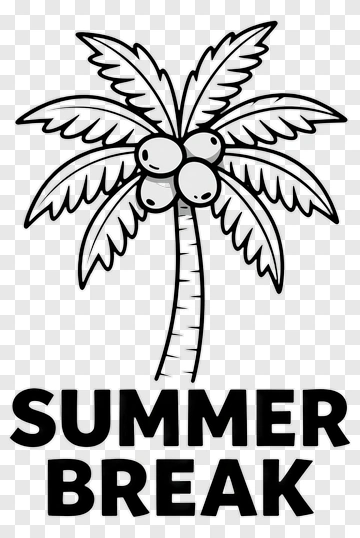 Palm Tree With Coconuts Summer Break PNG