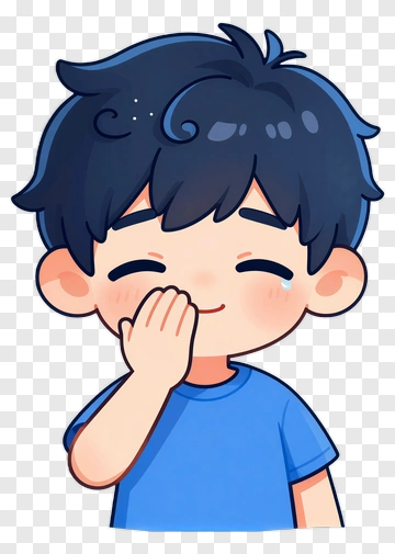 Smiling Boy Covering Mouth PNG