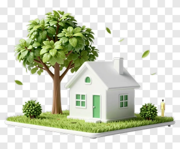 Tiny House With Tree And Person PNG