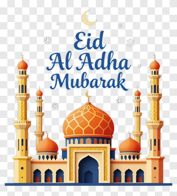 Eid Al Adha Mubarak Mosque Design PNG