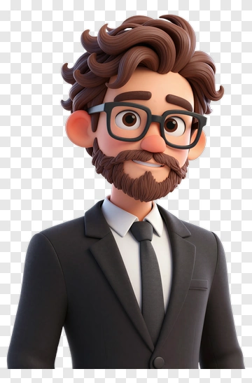 Bearded Man In Suit And Glasses PNG