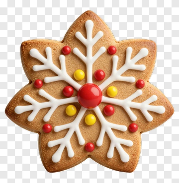 Snowflake Cookie With Icing And Candies PNG