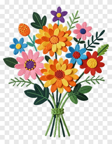 Colorful Flower Bouquet Craft PNG