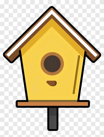 Yellow Birdhouse With Brown Roof PNG